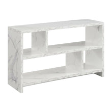 White Faux Marble TV Stand Console with Shelves and Hollow Core Material