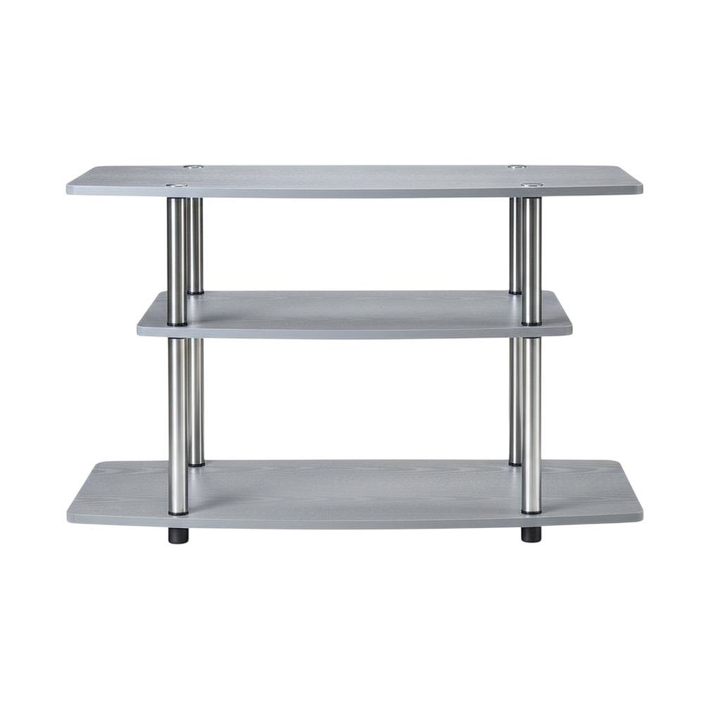 Gray No Tools 3-Tier TV Stand for TVs up to 37 inches, Transitional style