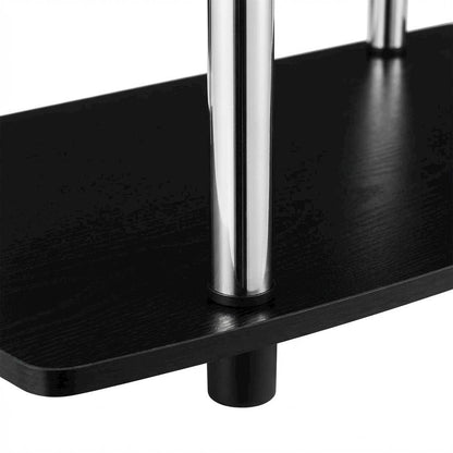 Black transitional 37-inch highboy TV stand, 4 shelves, woodgrain veneer design