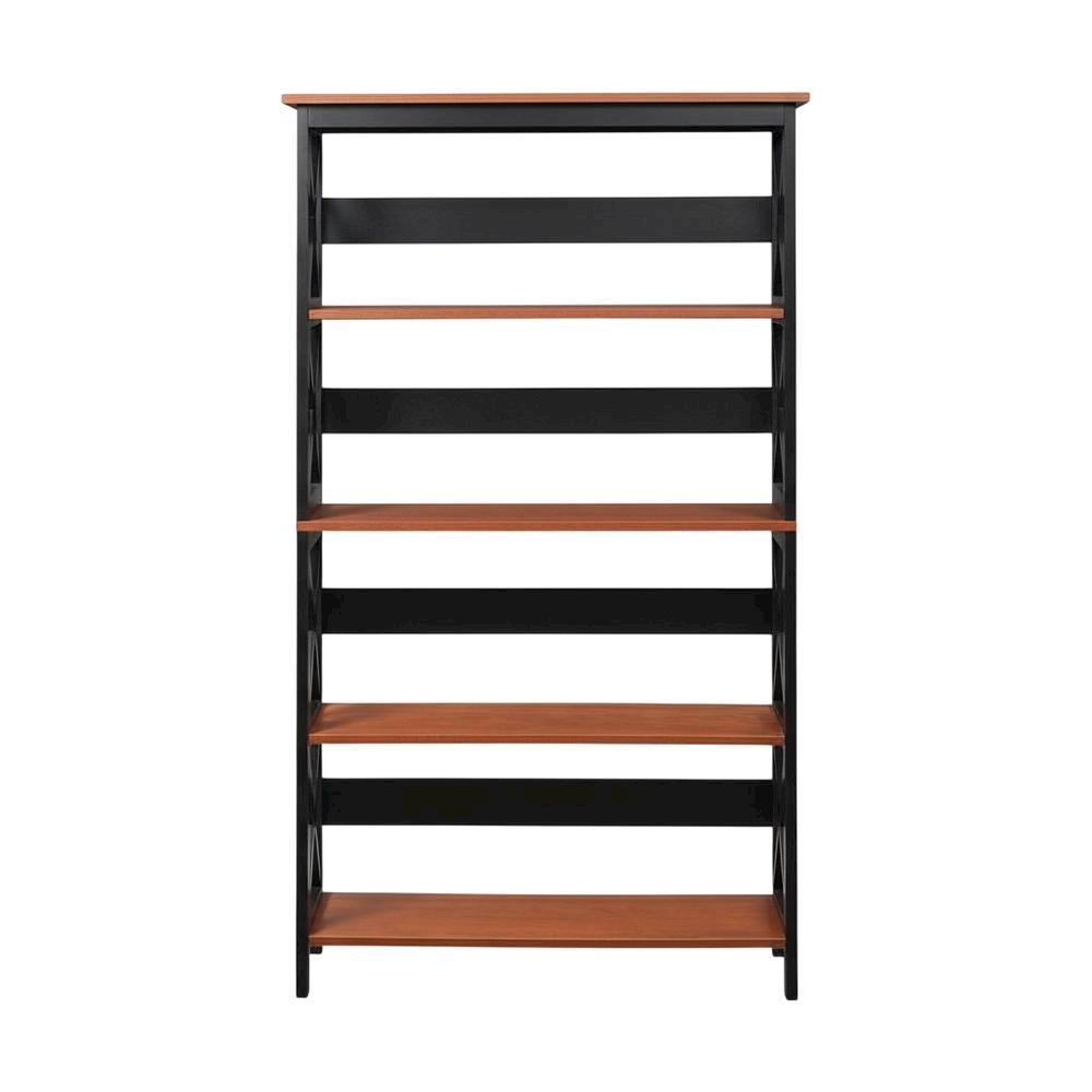 Wooden 5-Tier Bookcase with Durable Non-Lead Base Paint for Home Office Storage