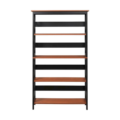Wooden 5-Tier Bookcase with Durable Non-Lead Base Paint for Home Office Storage
