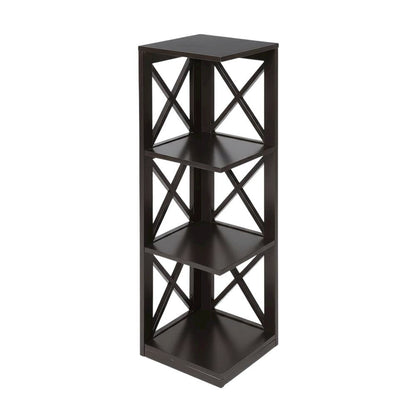 Corner Bookcase in Finish with 3 Tiers, Durable Material