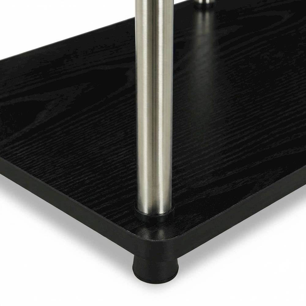 Multishelf L-Shaped Bookshelf with Melamine Veneer and Steel Poles