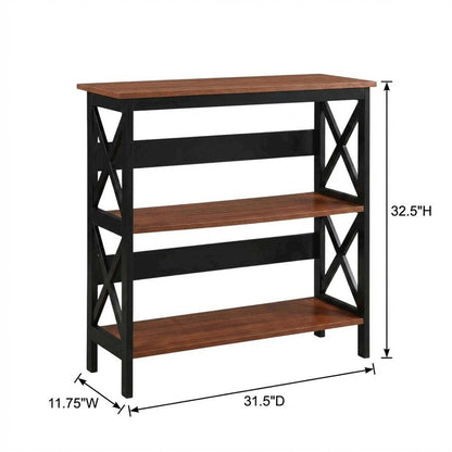 Wooden 3-Tier Bookcase with Non-Lead Base Paint for Home and Office Storage