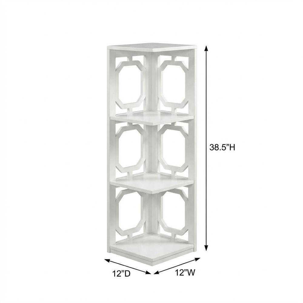 White 3-Tier Corner Bookcase with Space-Saving Design