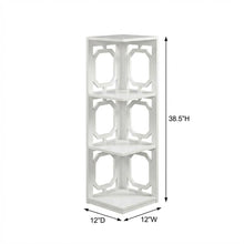 White 3-Tier Corner Bookcase with Space-Saving Design