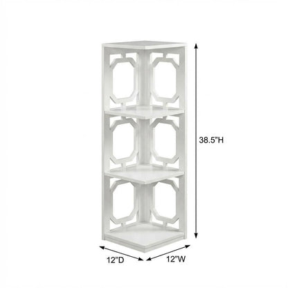 White 3-Tier Corner Bookcase with Space-Saving Design