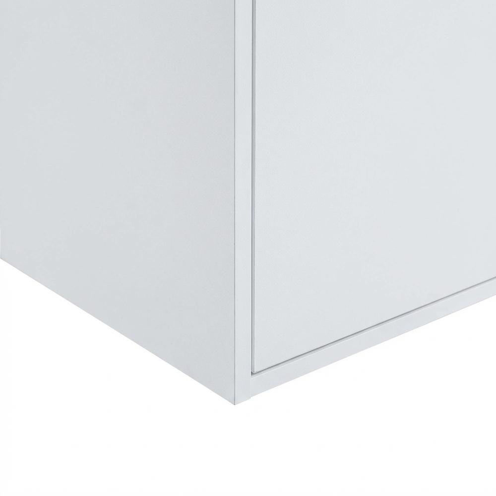 White Student Desk With Storage Cabinets And Melamine Veneer Finish