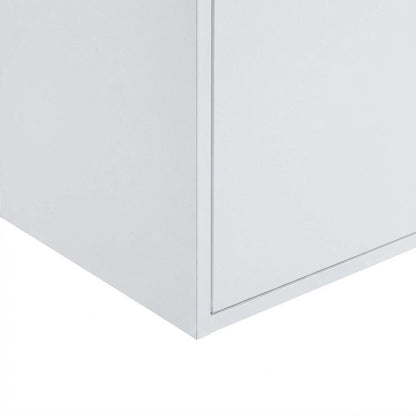 White Student Desk With Storage Cabinets And Melamine Veneer Finish