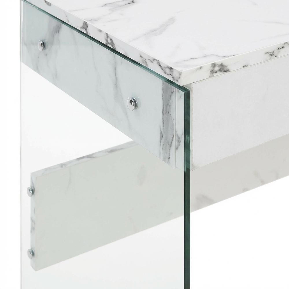 White Marble And Glass Office Desk With Modern Contemporary Style
