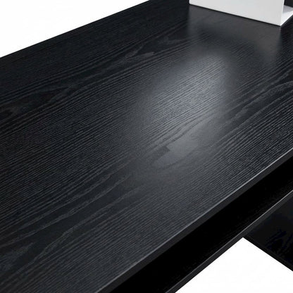 Black Deluxe Student Desk With Shelves And Modern Design