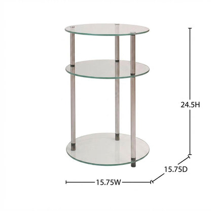 Round Glass Accent Table with 3 Tiers for Living Room and Lounge Spaces