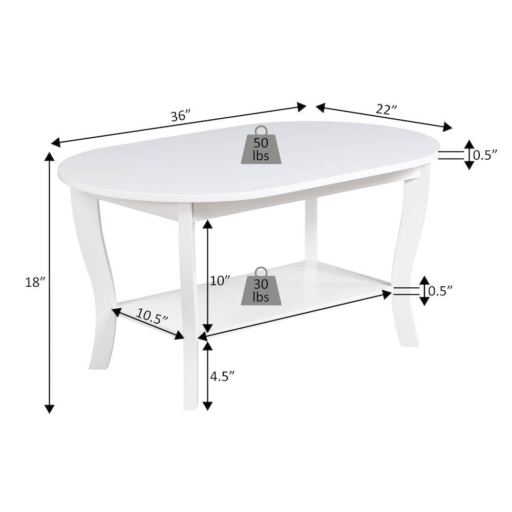 Brown Oval Coffee Table with Lower Shelf for Storage and Stylish Display
