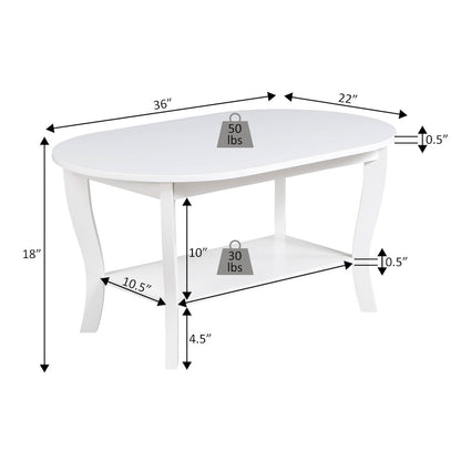 Brown Oval Coffee Table with Lower Shelf for Storage and Stylish Display