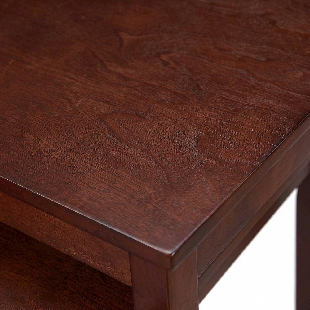 Wood Finish End Tables with Storage Shelves for Living Room and Bedroom