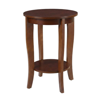Mahogany Round End Table with Shelf for Classic and Transitional Styles