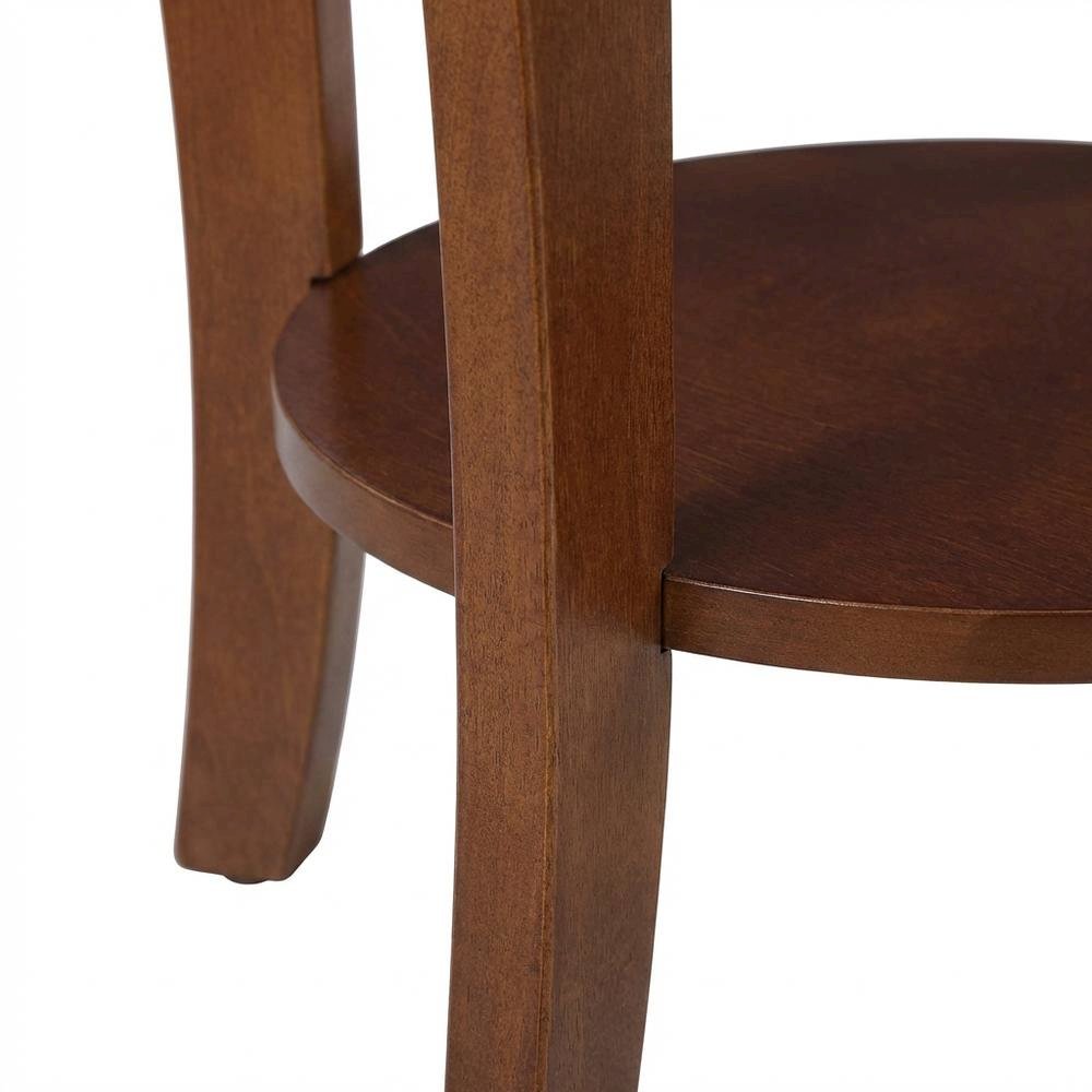 Mahogany Round End Table with Shelf for Classic and Transitional Styles