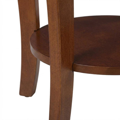 Mahogany Round End Table with Shelf for Classic and Transitional Styles