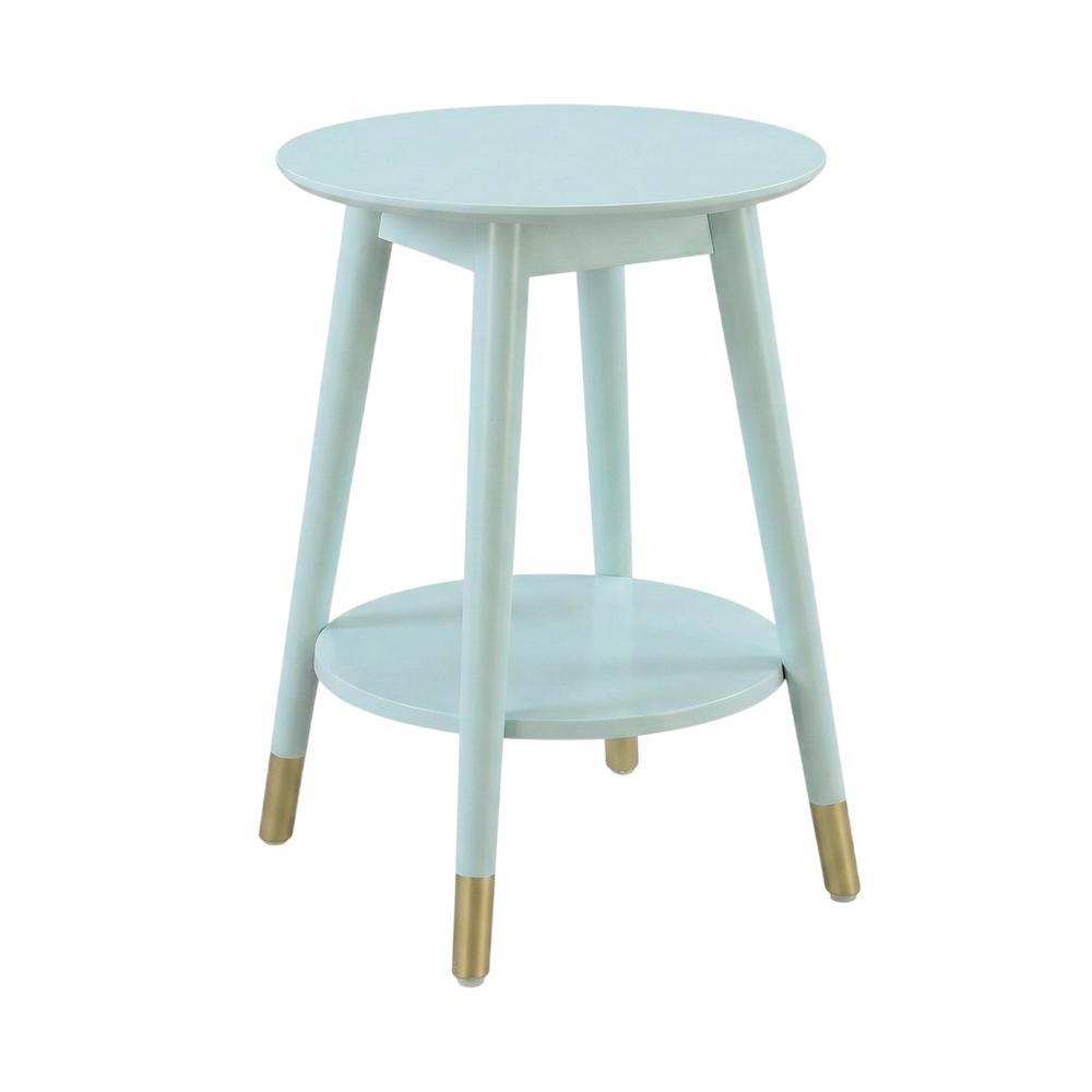 Mid Century Round End Table with Bottom Shelf for Living Room Space