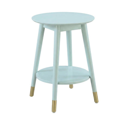 Mid Century Round End Table with Bottom Shelf for Living Room Space