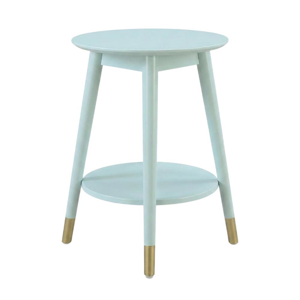 Mid Century Round End Table with Bottom Shelf for Living Room Space