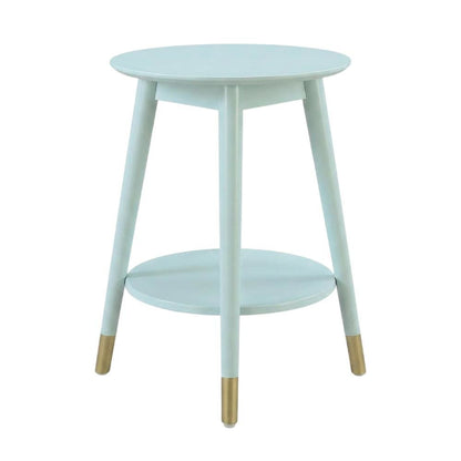 Mid Century Round End Table with Bottom Shelf for Living Room Space
