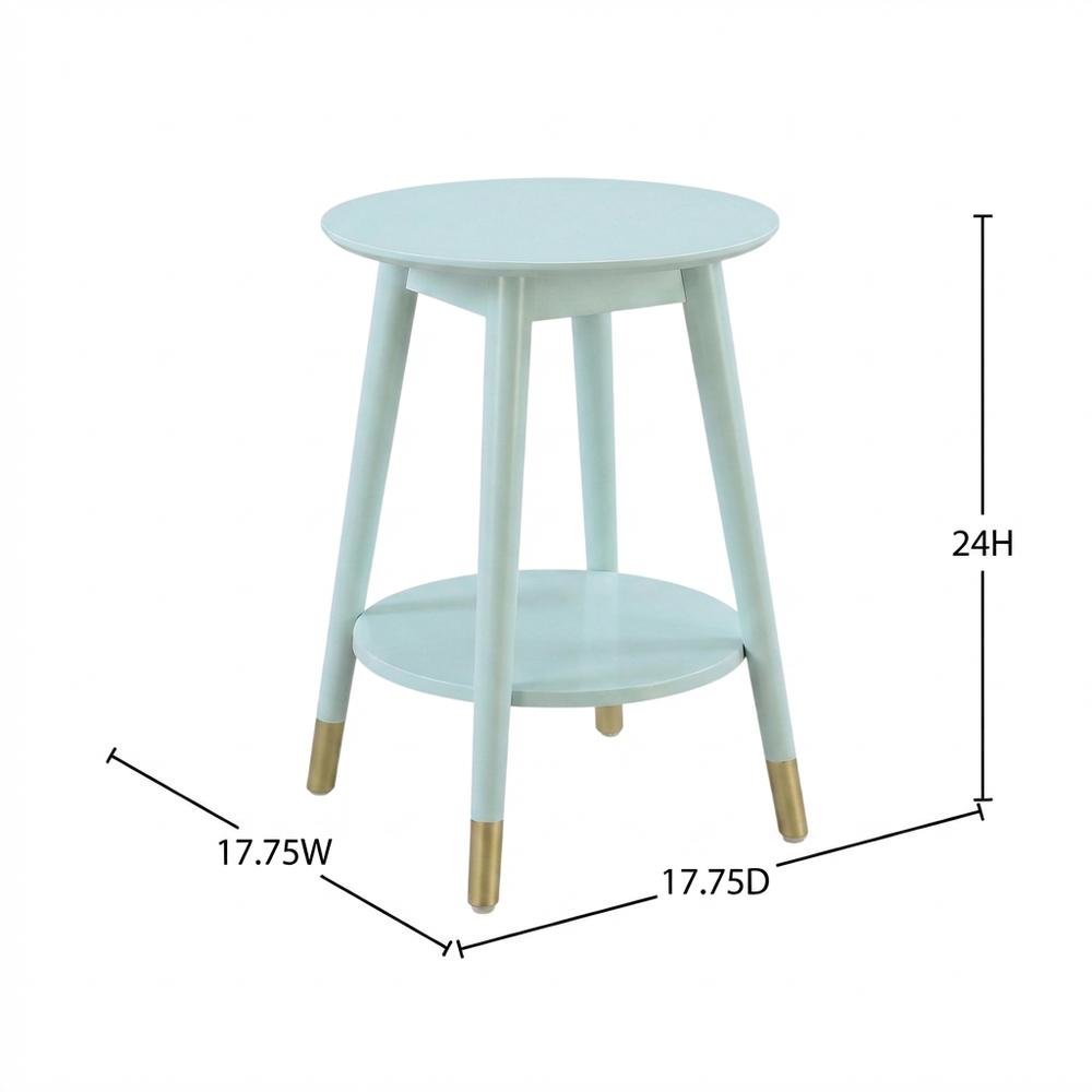 Mid Century Round End Table with Bottom Shelf for Living Room Space