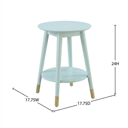 Mid Century Round End Table with Bottom Shelf for Living Room Space