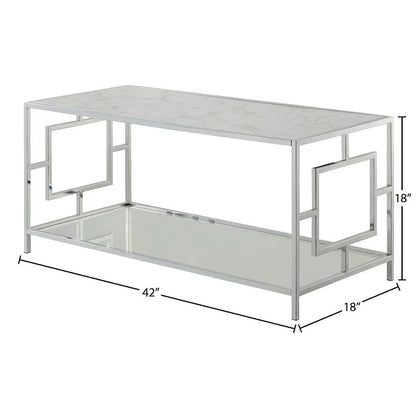 Chrome Glam Coffee Table with Shelf and Stylish Support Surface 40 lb Weight