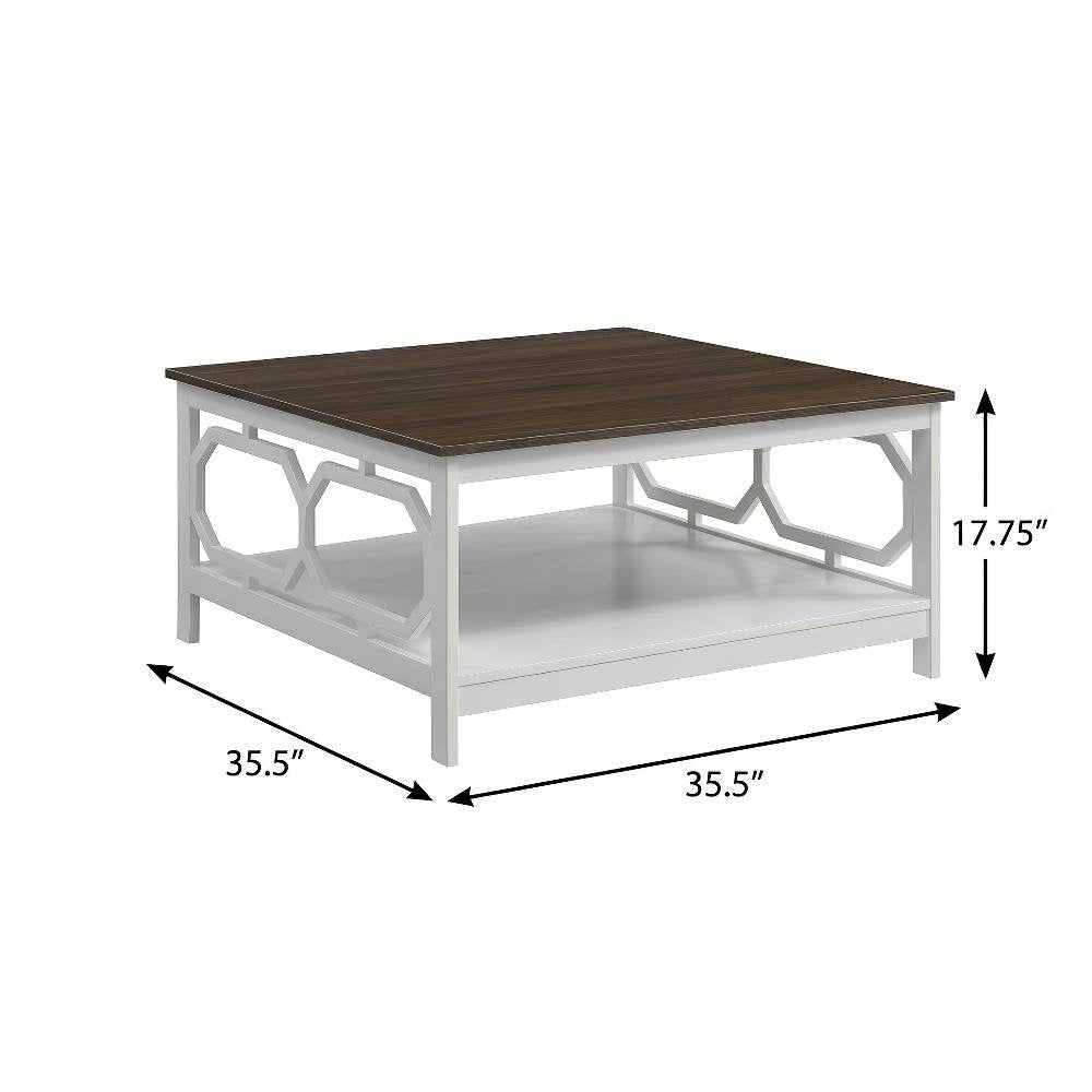 Driftwood Top Coffee Table with White Frame and MDF Construction for Living Room