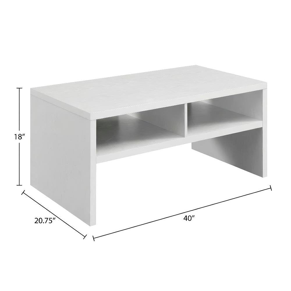 White Honeycomb Coffee Table with Shelves and Deluxe Storage Space