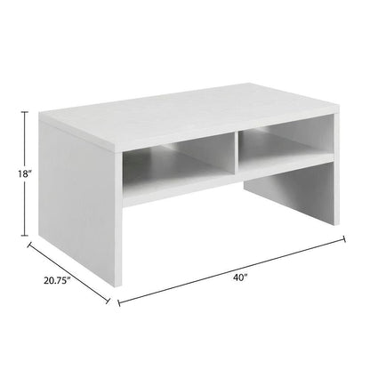 White Honeycomb Coffee Table with Shelves and Deluxe Storage Space