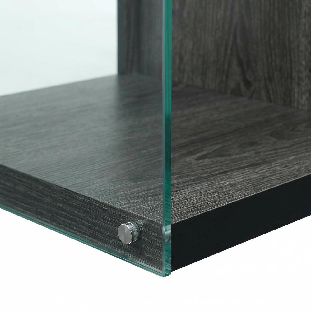 Weathered Gray TV Stand with Tempered Glass and PVC Edge Banding