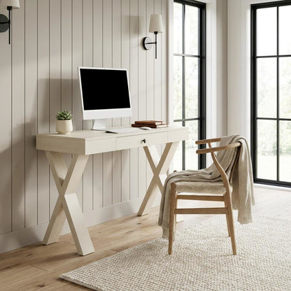 Ivory 1 Drawer Desk With White Finish And Mdf Construction For Office Workspace