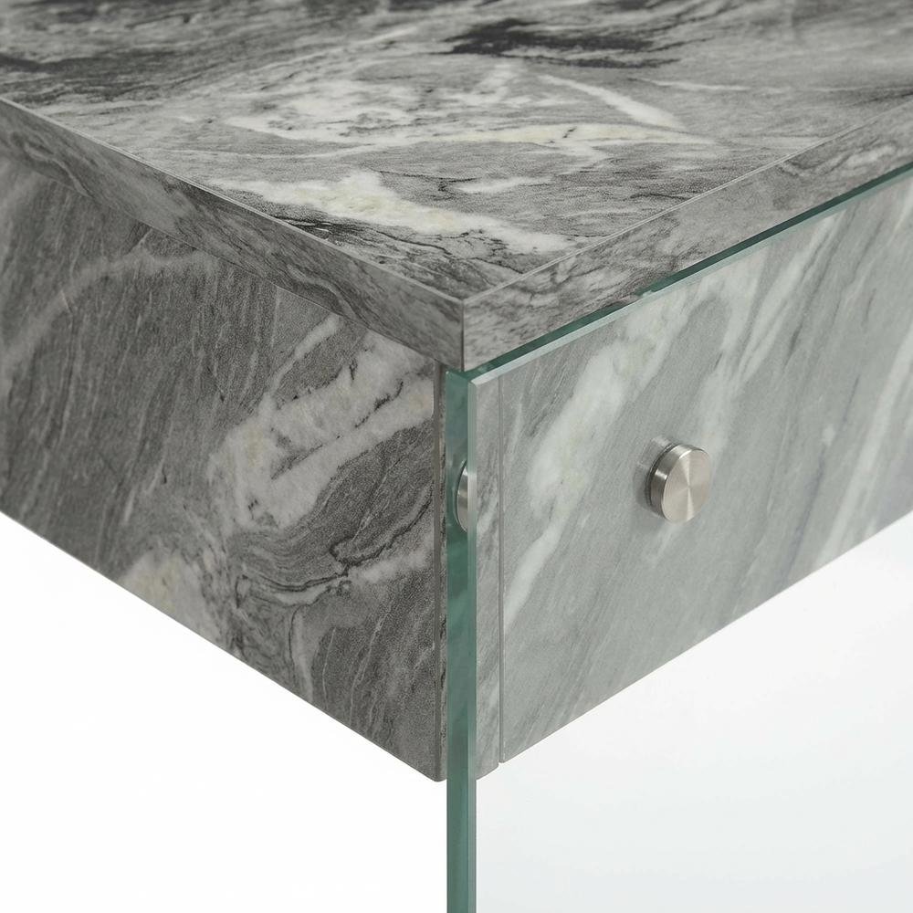 Gray Marble Glass Desk With Modern Design And Spacious Surface