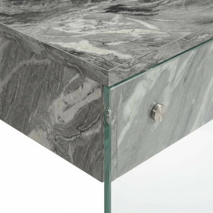 Gray Marble Glass Desk With Modern Design And Spacious Surface