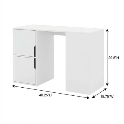 White Student Desk With Storage Cabinets And Melamine Veneer Finish
