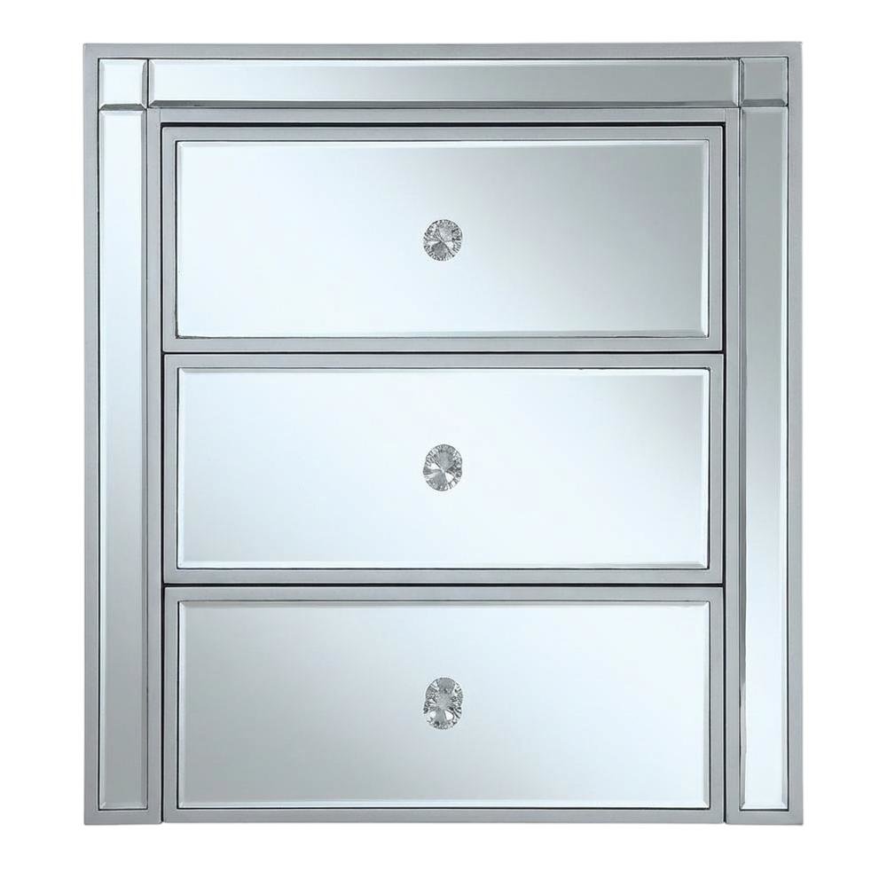 Large mirrored end table with 3 drawers, modern bedroom or living room accent
