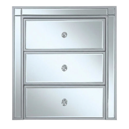 Large mirrored end table with 3 drawers, modern bedroom or living room accent