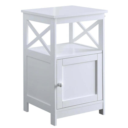 Black wooden end table with storage cabinet for living room or bedroom
