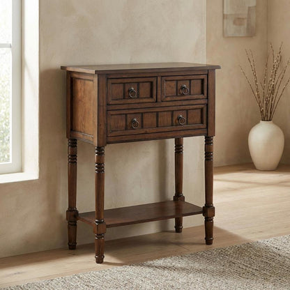 Brown Hall Table, MDF Dark Oak Finish, Slim Entryway Console
