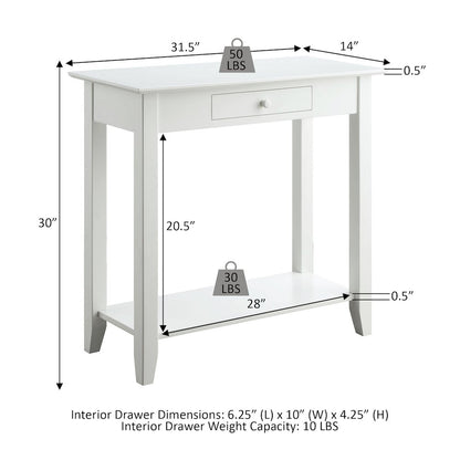 American Heritage Hall Table with Drawer and Shelf