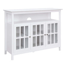 White TV Stand with Storage Cabinets and Shelf for TVs up to 55 Inches