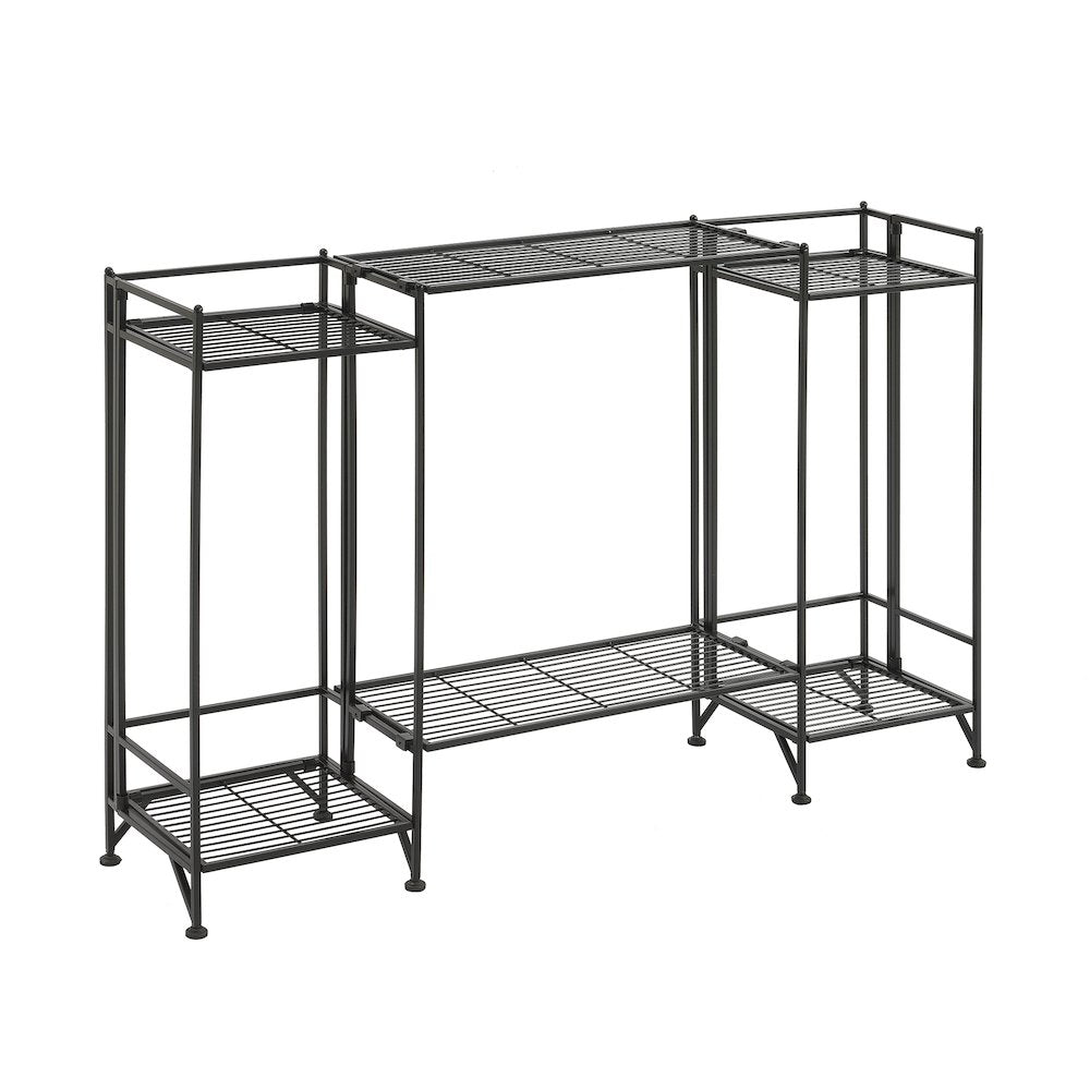 Xtra Storage 2 Tier Tall Folding Metal Shelves with Set of 2 Extension Shelves