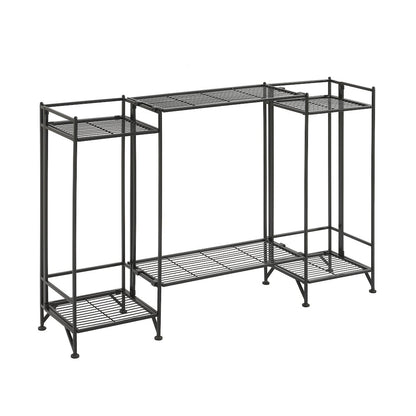 Xtra Storage 2 Tier Tall Folding Metal Shelves with Set of 2 Extension Shelves
