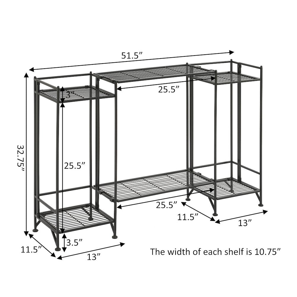Xtra Storage 2 Tier Tall Folding Metal Shelves with Set of 2 Extension Shelves
