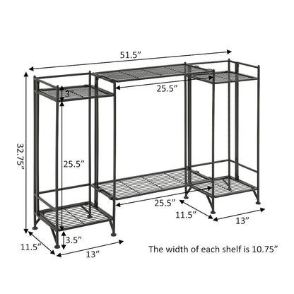 Xtra Storage 2 Tier Tall Folding Metal Shelves with Set of 2 Extension Shelves