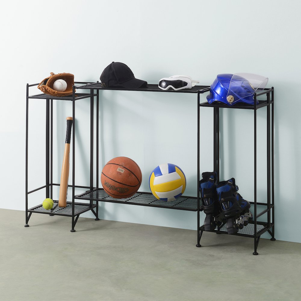 Xtra Storage 2 Tier Tall Folding Metal Shelves with Set of 2