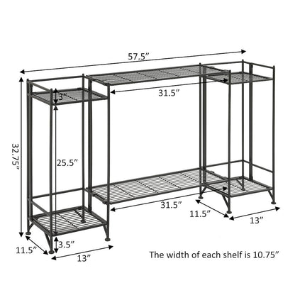 Xtra Storage 2 Tier Tall Folding Metal Shelves with Set of 2