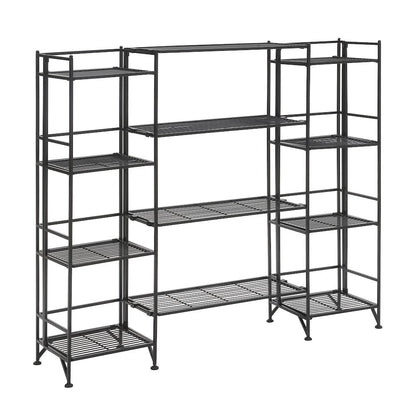 Xtra Storage 4 Tier Folding Metal Shelves with Set of 4 Extension Shelves